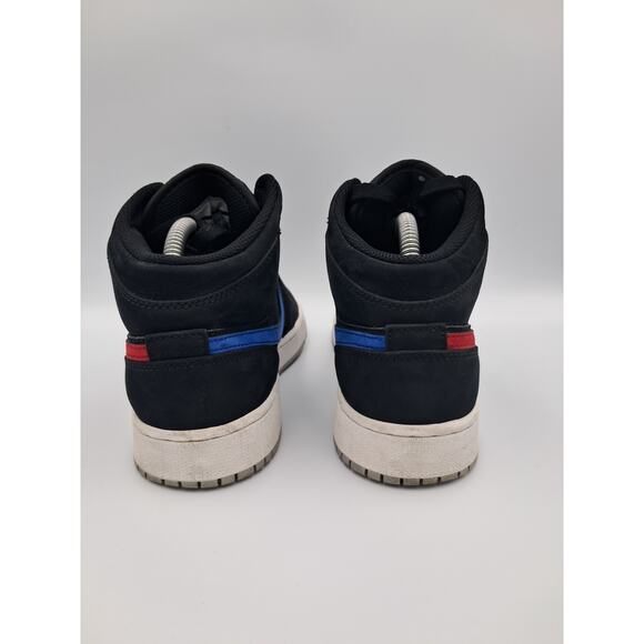 Size 5.5Y | 7W - Jordan 1 Mid Multi-Color Swoosh Black (GS) - 554725-065 - Picture 4 of 10